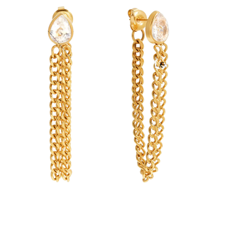 Teardrop Chain Drop Earrings – Stainless Steel