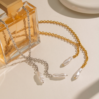 Wren Pearl Lariat Necklace