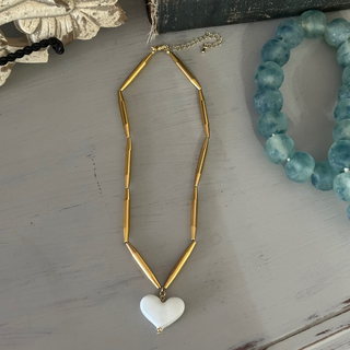 Gold Tube Heart Necklace ~ Deep South Originals