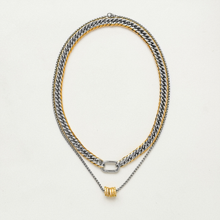 Milan Stack Necklace Set | Necklace – 316L Stainless Steel Mixed-Metal Chains (17.7” & 19.7”)