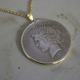 Two-Tone Lady Liberty Coin Necklace