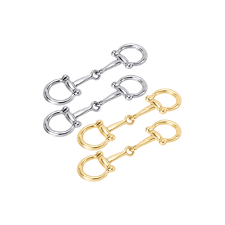 Gold horse bit scarf ring connector for stylish scarf securing and easy twilly styling
