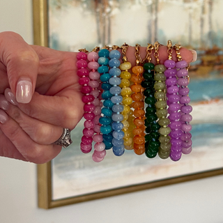 Vibrant Color Crush Gemstone Bracelet with polished real gemstone beads and stainless steel clasp.