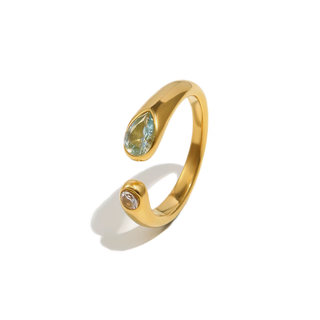 Gemstone Wrap Ring 18K Gold Non-Tarnish Water Resistant