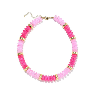 Colorful Boardwalk Bead Necklace with resin beads and gold-tone accents, perfect for summer outfits and layering
