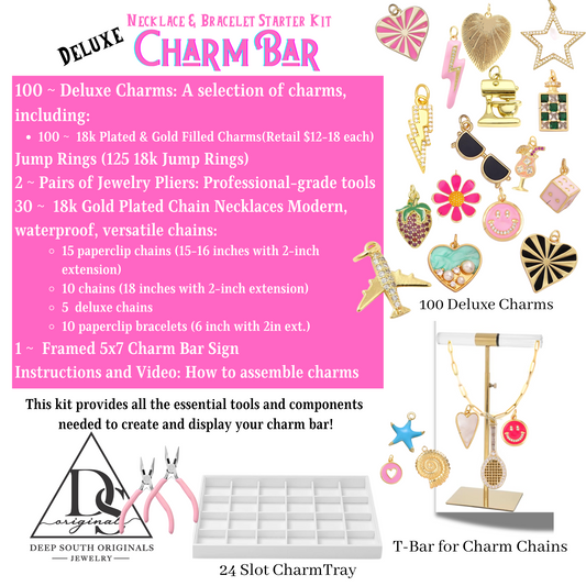 Deluxe Charm Bar Necklace and Bracelet Kit