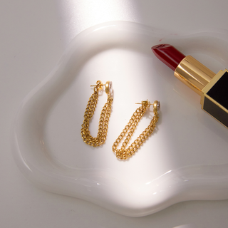 Teardrop Chain Drop Earrings – Stainless Steel