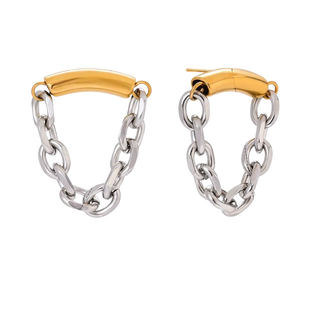 Two Tone Chain Link Drop Earrings – Stainless Steel
