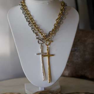 Elongated Cross Toggle Necklace