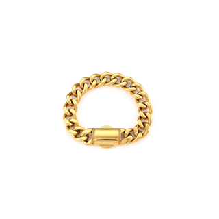 Gold Curb Chain Bracelet - Chunky Cuban Link Bracelet - Stainless Steel