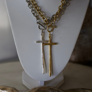 Elongated Cross Toggle Necklace