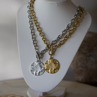 The Lord's Prayer Cross Medallion Toggle Necklace – Gold or Silver