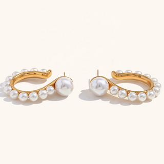 Cascade Pearl Hoop Earrings