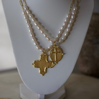 Pearl & Cross Necklace