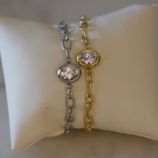 Maren Crystal Link Bracelet – Stainless Steel