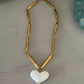 Gold Tube Heart Necklace