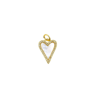 Pearl Shell Heart Charm ~ 14k Gold-Plated Stainless Steel for Necklaces and Bracelets