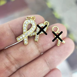 Awareness Ribbon Charm ~ 14k Gold Plated Brass Charm for Necklaces and Bracelets