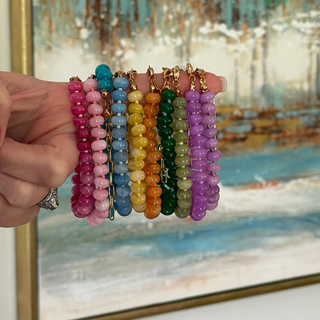 Color Crush Gemstone Bracelet with vibrant polished beads and stainless steel clasp.
