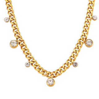 CZ Drop Chain Necklace – Stainless Steel