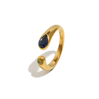 Gemstone Wrap Ring 18K Gold Non-Tarnish Water Resistant