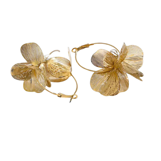 Orchid Hoop Earrings 18K Gold Water Resistant Non Tarnish
