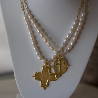 Pearl & Cross Necklace