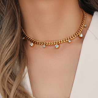 CZ Drop Chain Necklace – Stainless Steel