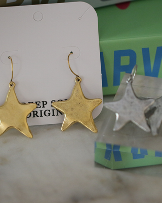 Star Earrings 24k Gold Plated Pewter