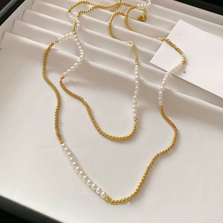 Pearl and Gold Chain Wrap Necklace ~ Deep South Originals