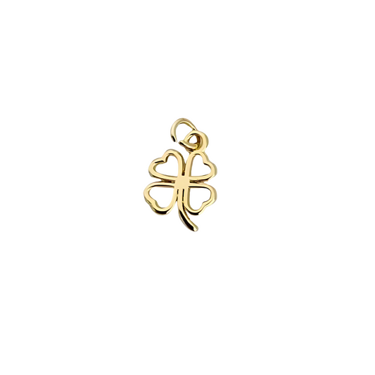 Lucky Clover Charm ~ 14k Gold Plated Brass Charm