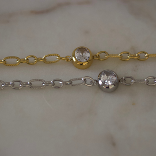 Maren Crystal Link Bracelet – Stainless Steel