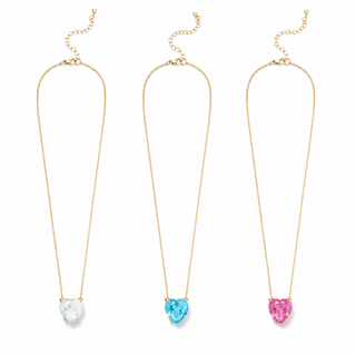 Opal Dream Heart Pendant Necklace 14K Gold Plated
