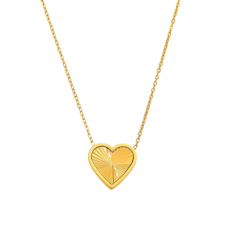 Be Still My Heart Necklace ~ 18k PVD Gold-Plated Stainless Steel Heart Pendant Necklace