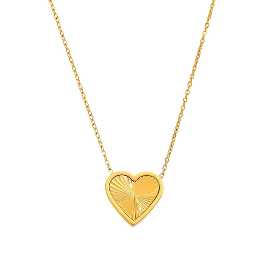 Be Still My Heart Necklace ~ 18k PVD Gold-Plated Stainless Steel Heart Pendant Necklace