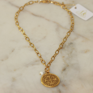 Nora Cross Coin Necklace