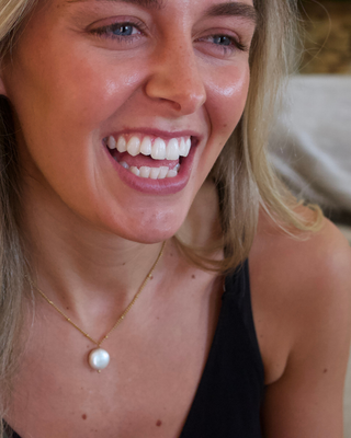 Coin Pearl Necklace – Freshwater Pearl – 18K Gold Non Tarnish