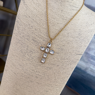 Heirloom Crystal Cross Necklace
