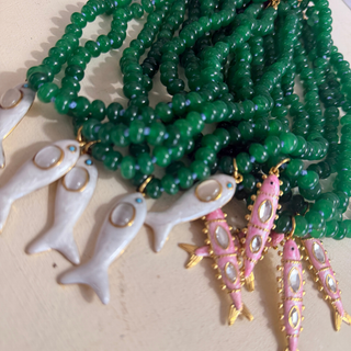Maris Fish Beaded Necklace Green
