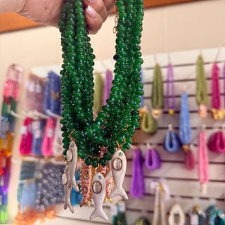 Maris Fish Beaded Necklace Green