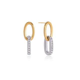 Parker Two Tone CZ Link Earrings