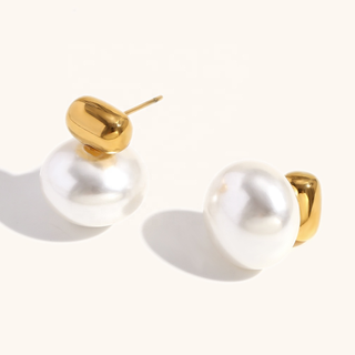Modern Pearl Stud Earrings