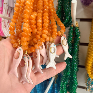 Maris Fish Beaded Necklace — Orange