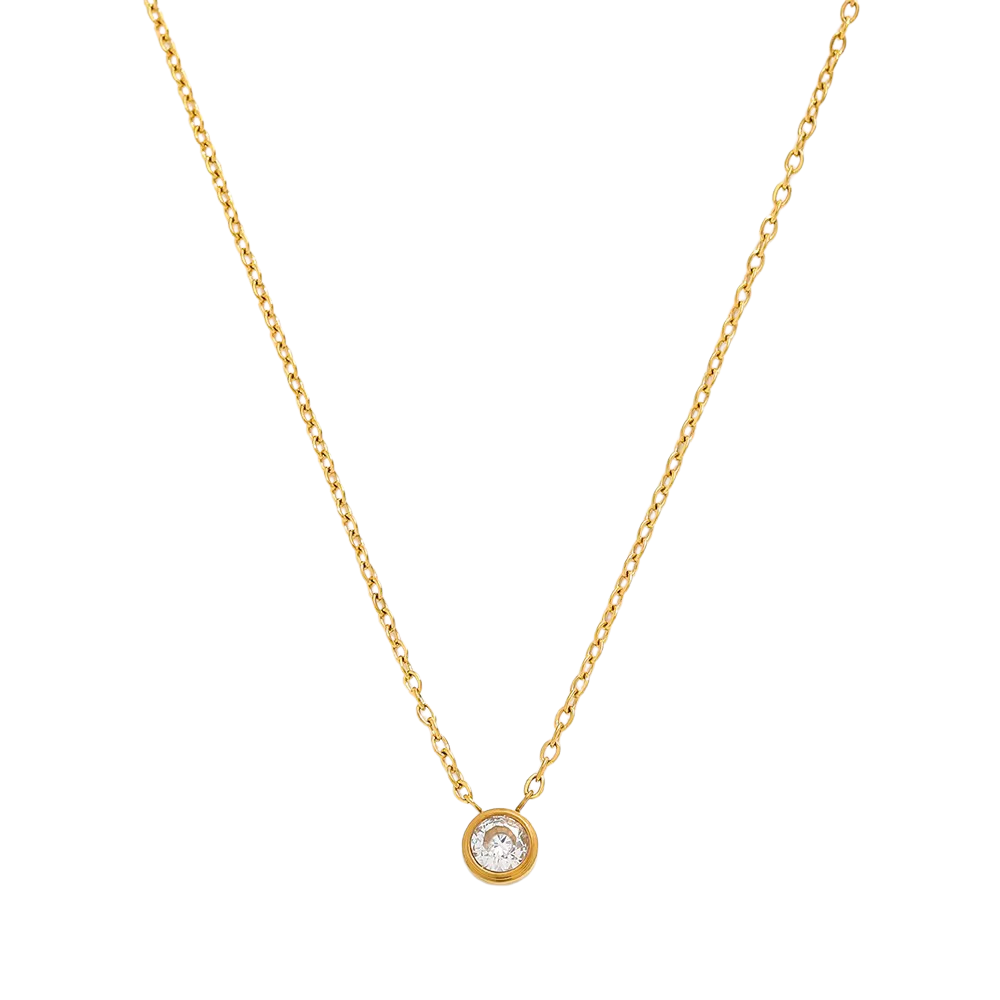 Luna Pendant Necklace ~ 18k Gold-Plated Zirconia Necklace