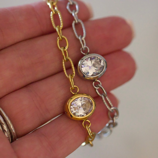 Maren Crystal Link Bracelet – Stainless Steel