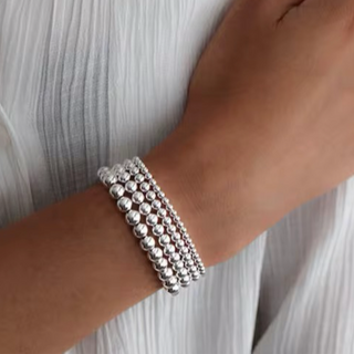 Stainless Steel Waterproof Silver Beaded Bracelets ~ Deep South Originals