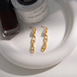 Elise CZ Link Drop Earrings