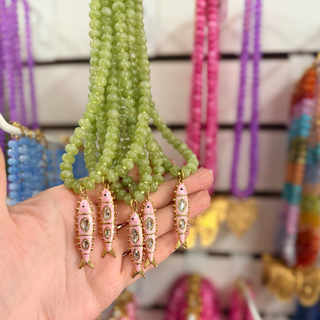 Maris Fish Beaded Necklace — Sage Green