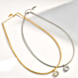 Crystal Choker Solitaire Necklace