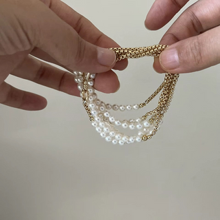 Pearl and Gold Chain Wrap Necklace